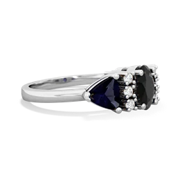 Onyx Antique Style Three Stone 14K White Gold ring R2186