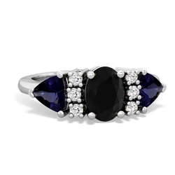 Onyx Antique Style Three Stone 14K White Gold ring R2186