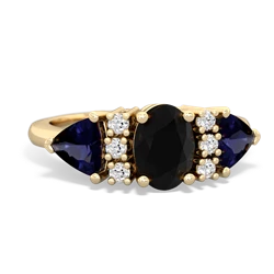 Onyx Antique Style Three Stone 14K Yellow Gold ring R2186