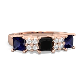 Onyx Three Stone Diamond Cluster 14K Rose Gold ring R2592