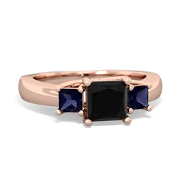 Onyx Three Stone Trellis 14K Rose Gold ring R4015