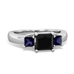 Onyx Three Stone Trellis 14K White Gold ring R4015