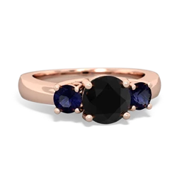 Onyx Three Stone Round Trellis 14K Rose Gold ring R4018