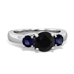 Onyx Three Stone Round Trellis 14K White Gold ring R4018