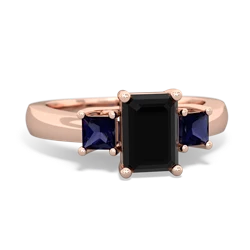 Onyx Three Stone Emerald-Cut Trellis 14K Rose Gold ring R4021