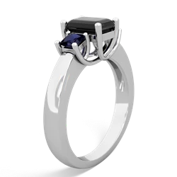 Onyx Three Stone Emerald-Cut Trellis 14K White Gold ring R4021