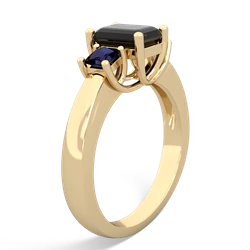 Onyx Three Stone Emerald-Cut Trellis 14K Yellow Gold ring R4021