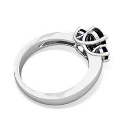 Onyx Three Stone Oval Trellis 14K White Gold ring R4024