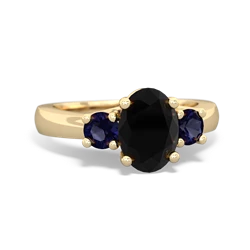 Onyx Three Stone Oval Trellis 14K Yellow Gold ring R4024