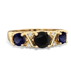 Onyx Hugs And Kisses 14K Yellow Gold ring R5016