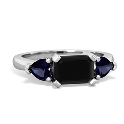 Onyx Three Stone 14K White Gold ring R5235