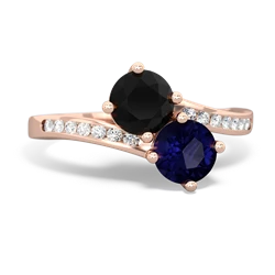 Onyx Channel Set Two Stone 14K Rose Gold ring R5303