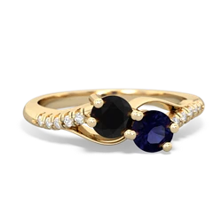 Onyx Infinity Pave Two Stone 14K Yellow Gold ring R5285