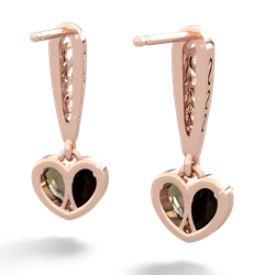 Onyx Filligree Heart 14K Rose Gold earrings E5070