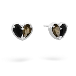 Onyx 'Our Heart' 14K White Gold earrings E5072