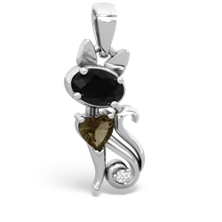 Onyx Kitten 14K White Gold pendant P5780