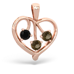 Onyx Glowing Heart 14K Rose Gold pendant P2233