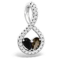 Onyx Pave Twist 'One Heart' 14K White Gold pendant P5360