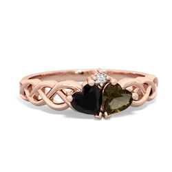 Onyx Heart To Heart Braid 14K Rose Gold ring R5870