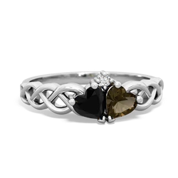 Onyx Heart To Heart Braid 14K White Gold ring R5870