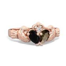 Onyx 'Our Heart' Claddagh 14K Rose Gold ring R2388