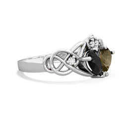 Onyx 'One Heart' Celtic Knot Claddagh 14K White Gold ring R5322