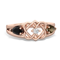 Onyx Hearts Intertwined 14K Rose Gold ring R5880