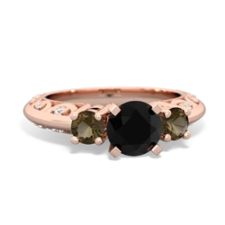 Onyx Art Deco Eternal Embrace Engagement 14K Rose Gold ring C2003