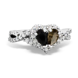 Onyx Diamond Twist 'One Heart' 14K White Gold ring R2640HRT