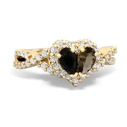 Onyx Diamond Twist 'One Heart' 14K Yellow Gold ring R2640HRT