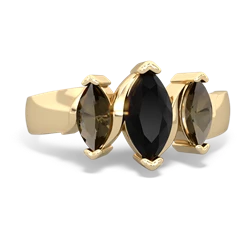 Onyx Three Peeks 14K Yellow Gold ring R2433