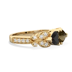 Onyx Diamond Butterflies 14K Yellow Gold ring R5601