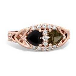 Onyx Sparkling Celtic Knot 14K Rose Gold ring R2645