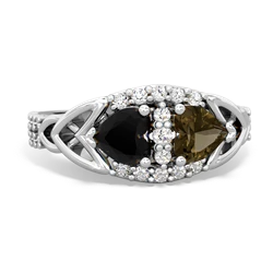 Onyx Sparkling Celtic Knot 14K White Gold ring R2645