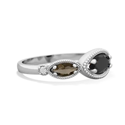 Onyx Milgrain Marquise 14K White Gold ring R5700