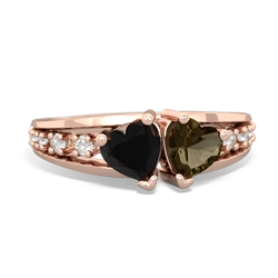 Onyx Heart To Heart 14K Rose Gold ring R3342