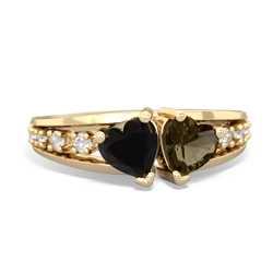 Onyx Heart To Heart 14K Yellow Gold ring R3342