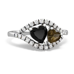 Onyx Mother And Child 14K White Gold ring R3010