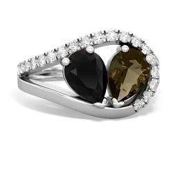 Onyx Nestled Heart Keepsake 14K White Gold ring R5650