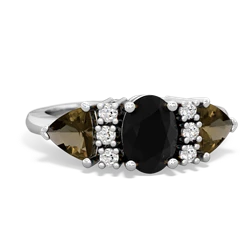 Onyx Antique Style Three Stone 14K White Gold ring R2186