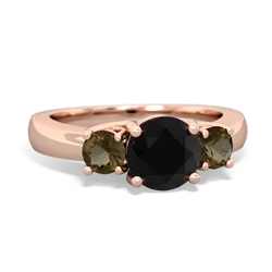 Onyx Three Stone Round Trellis 14K Rose Gold ring R4018