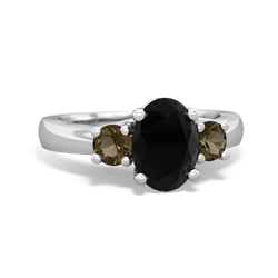 Onyx Three Stone Oval Trellis 14K White Gold ring R4024