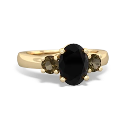 Onyx Three Stone Oval Trellis 14K Yellow Gold ring R4024