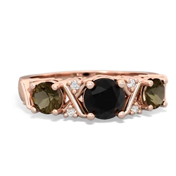 Onyx Hugs And Kisses 14K Rose Gold ring R5016