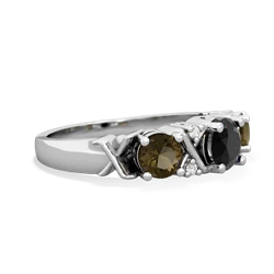 Onyx Hugs And Kisses 14K White Gold ring R5016