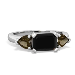 Onyx Three Stone 14K White Gold ring R5235