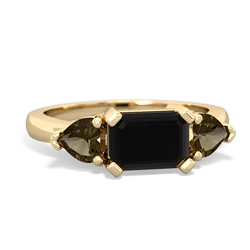 Onyx Three Stone 14K Yellow Gold ring R5235