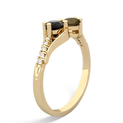 Onyx Infinity Pave Two Stone 14K Yellow Gold ring R5285