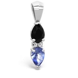 Onyx Bowtie Drop 14K White Gold pendant P0865