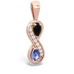 Onyx Diamond Infinity 14K Rose Gold pendant P5390